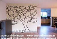 Muurschildering abstracte Boom Muurtekening Muurdecoratie Noord Holland Wandschilderingen 